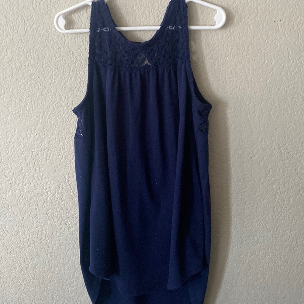 Navy Blue Tank Top with Lace Straps